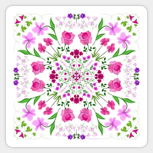 Delicate Floral Mandala on White Background Sticker